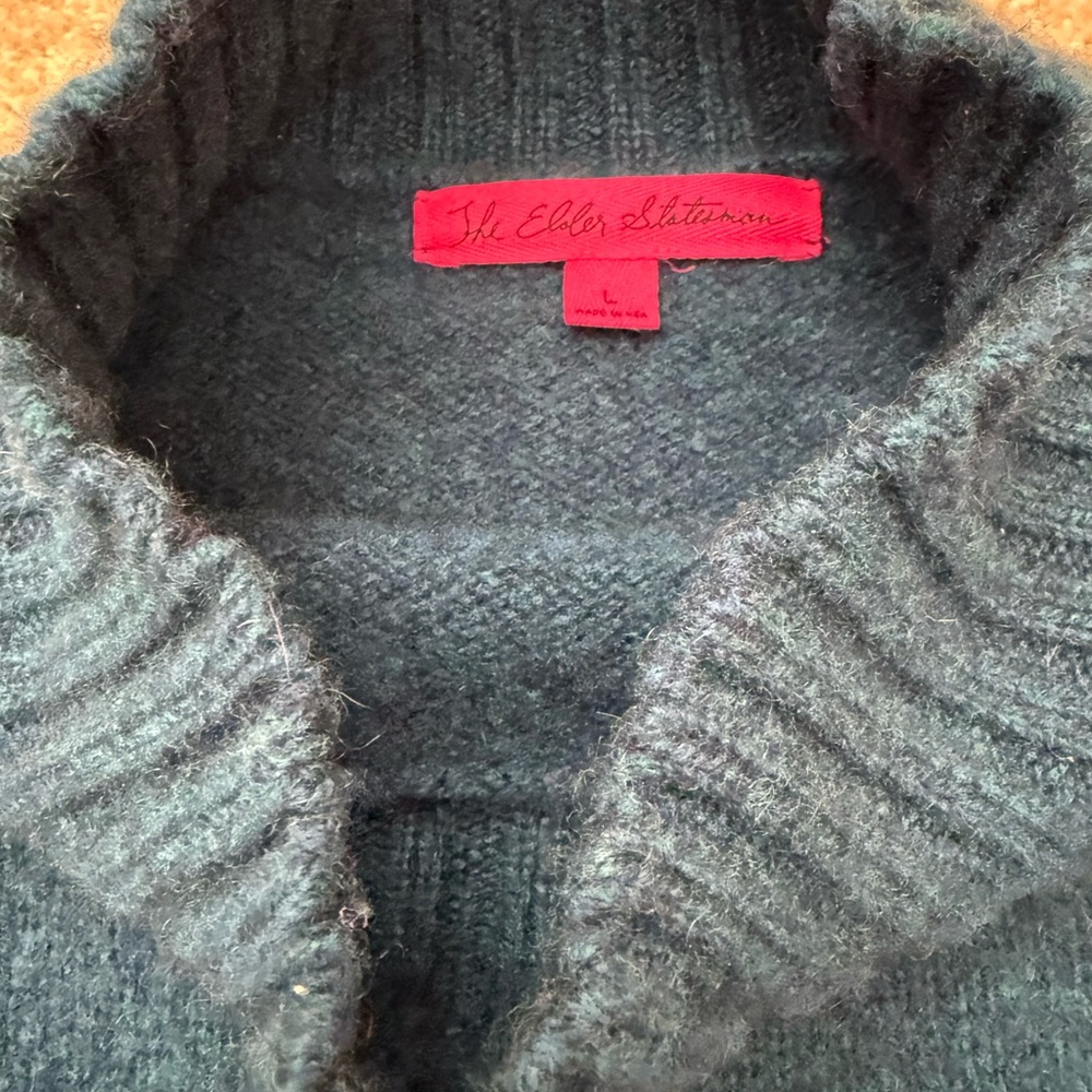 The Elder Statesman marine blue cashmereCrew Neck Sweater - Picture 3 of 8